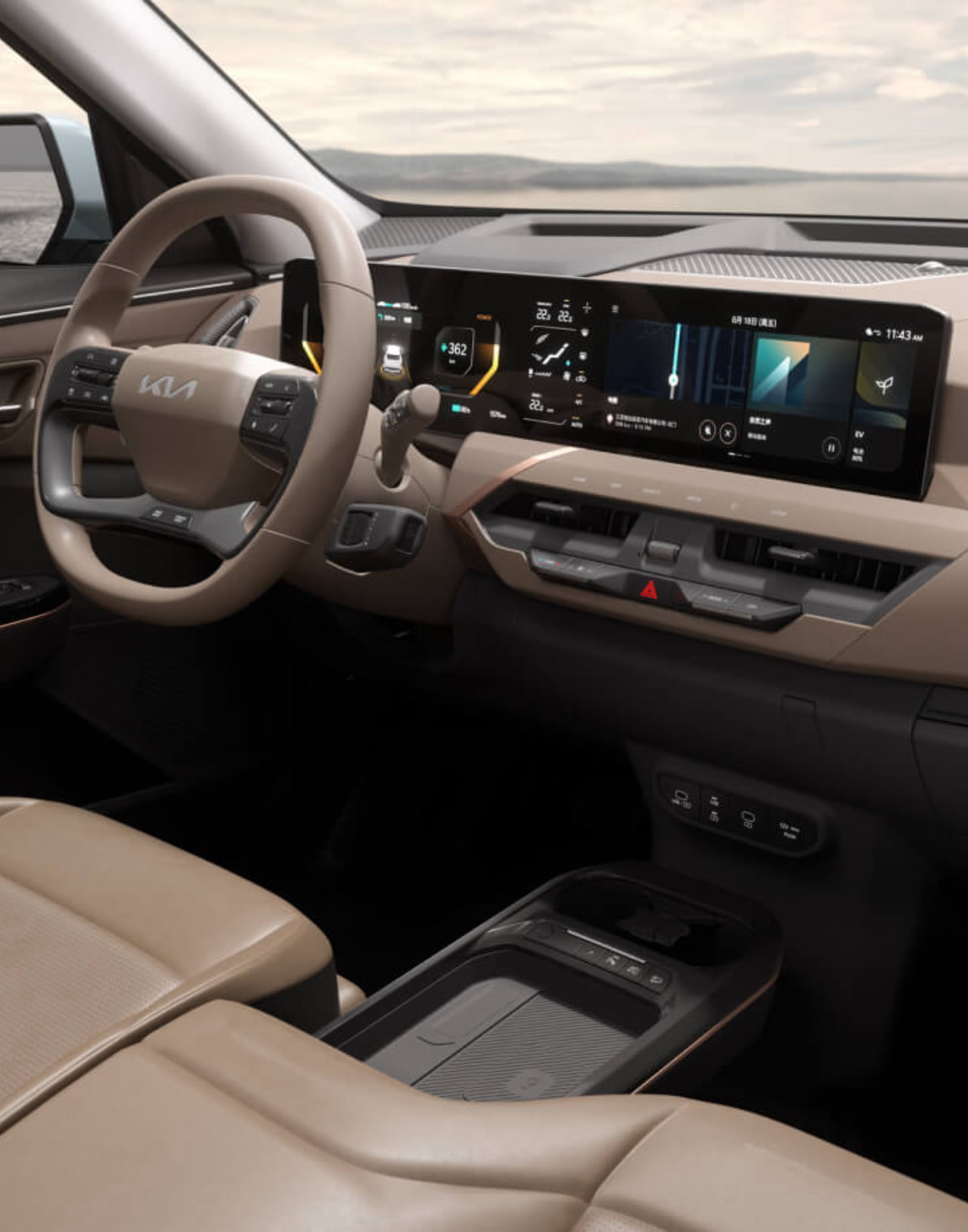 Панель приборов KIA EV5 Land с двумя 12.3-дюймовыми экранами