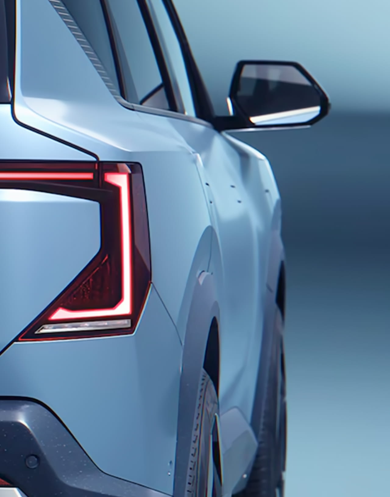 Светодиодная задняя фара Kia EV5 530 Air, подчёркивающая стиль и динамичность кроссовера, с плавными линиями и ярким дизайном.